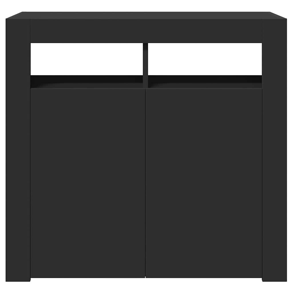 Sideboard mit LED-Leuchten Schwarz 80x35x75 cm
